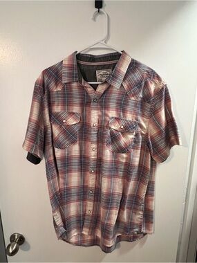 Flag & Anthem Short-Sleeve Plaid Button-Front Shirt - Red & Blue